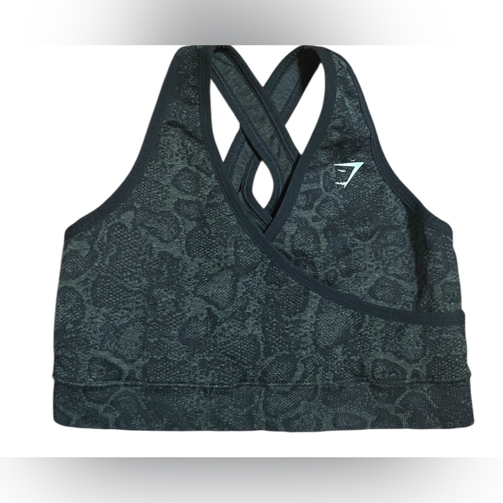 Gymshark Seamless Sports Bra Women’s Medium Black Charcoal Marl Cross Back
